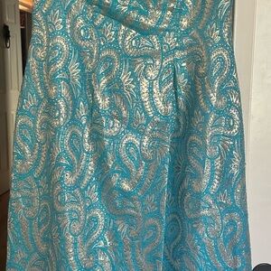 Vintage 1950’d Teal Paisley Metallic dress